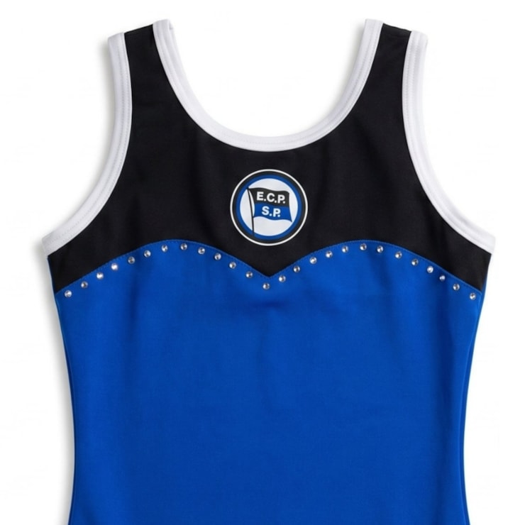Collant EC Pinheiros Ginástica Artística Feminino - Azul /Preto