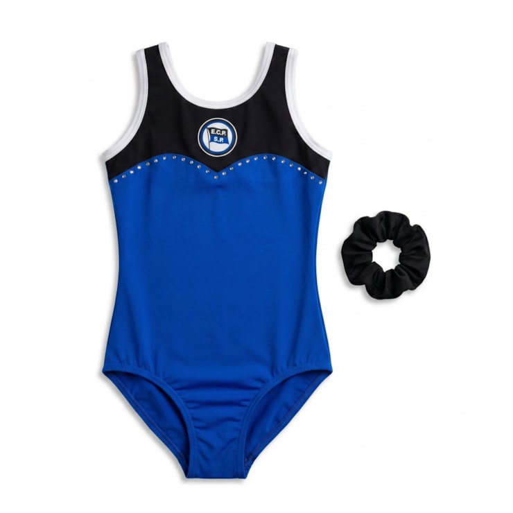 Collant EC Pinheiros Ginástica Artística Infantil - Azul /Preto