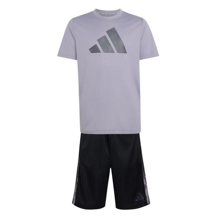 Conjunto Adidas Sport Seasonals Camo Infantil - Cinza