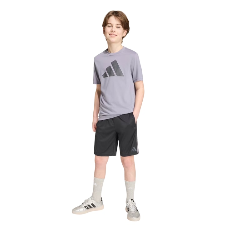 Conjunto Adidas Sport Seasonals Camo Infantil - Cinza