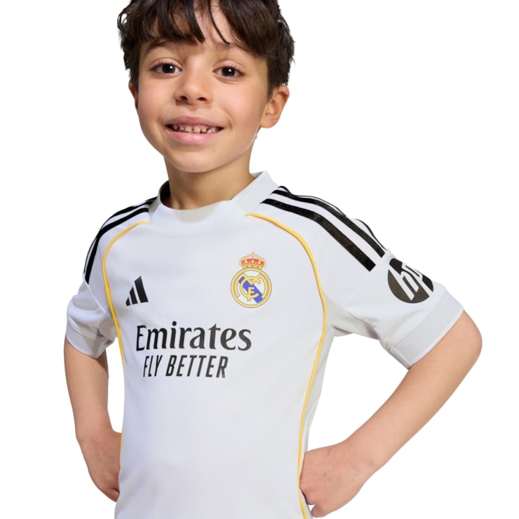 Conjunto Real Madrid I 25/26 Adidas Mini Infantil - Branco