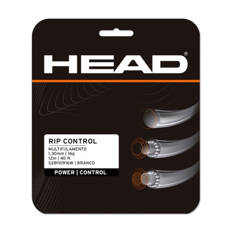 Corda Para Raquete Encor Head Rip Control 16 Unissex - Branca