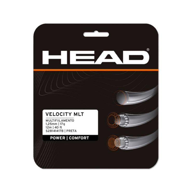 Corda Para Raquete Encor Head Velocity Mlt 17 Unissex - Preta