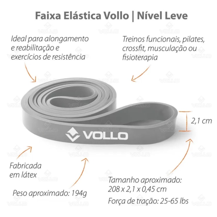 Faixa Elástica Vollo Super Band Extensor Leve 21Mm Unissex - Cinza