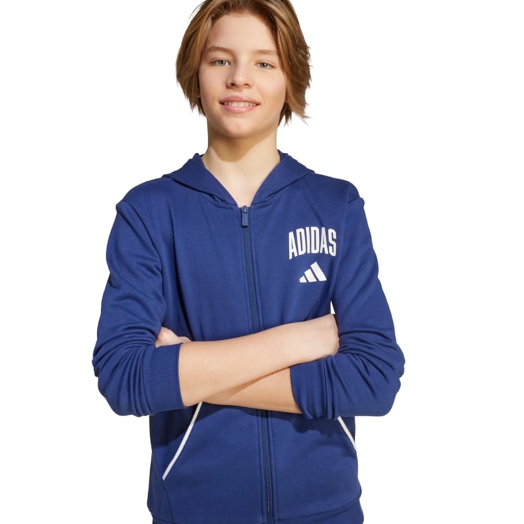 Jaqueta Adidas Moletom Collegiate Typography Infantil - Azul
