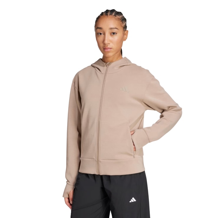 Jaqueta Com Capuz Adidas Designed 4 Feminina - Marrom Claro