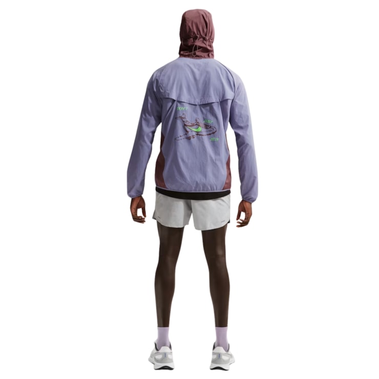 Jaqueta Com Touca Nike Uv Repel Fly Stride Masculina - Roxa