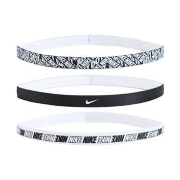 Kit Faixa De Cabeça Nike Headbands 3 Unidades Unissex - Preta/Branca
