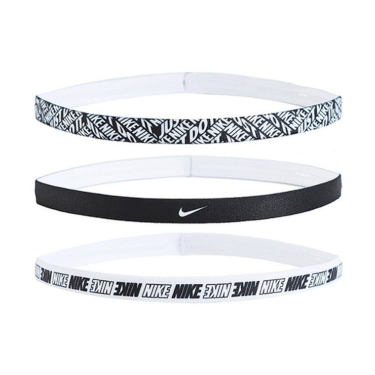 Kit Faixa De Cabeça Nike Headbands 3 Unidades Unissex - Preta/Branca