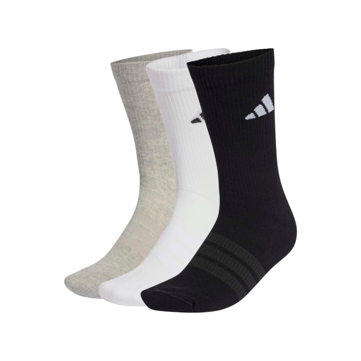 Kit Meia Adidas Cano Médio Essentials 3 Pares Unissex - Branca/Preta