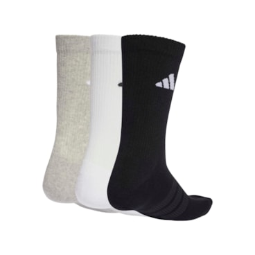 Kit Meia Adidas Cano Médio Essentials 3 Pares Unissex - Branca/Preta