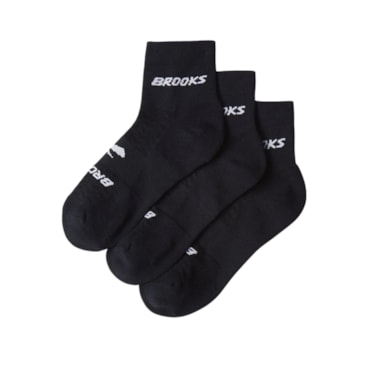 Kit Meia Brooks Cano Médio Run-In 3 Unidades Unissex - Preta