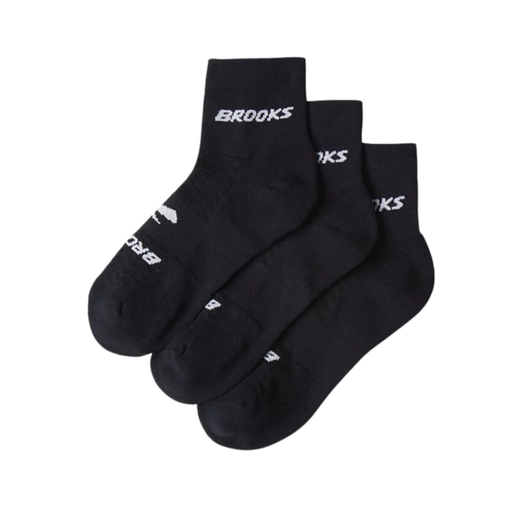 Kit Meia Brooks Cano Médio Run-In 3 Unidades Unissex - Preta