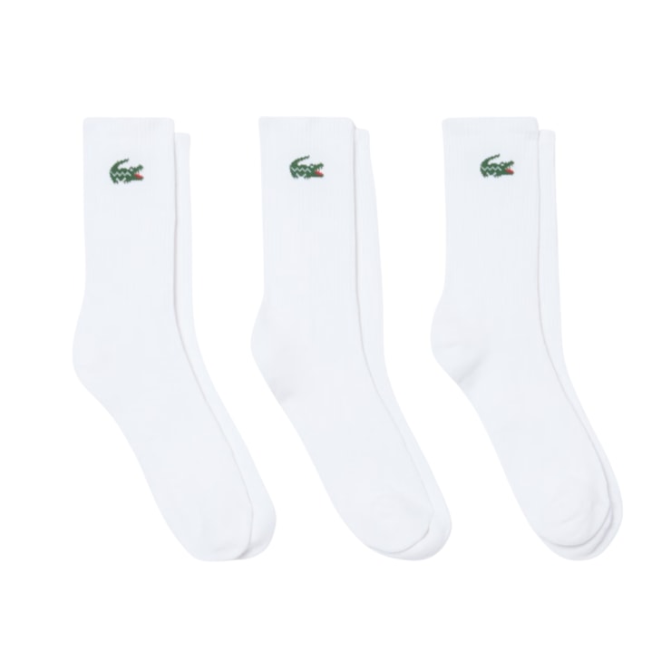 Kit Meia Lacoste Crew Rib Esportivas 3 Pares Unissex - Preta