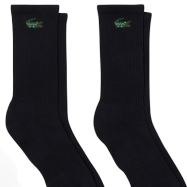 Kit Meia Lacoste Crew Rib Esportivas 3 Pares  Unissex - Preta