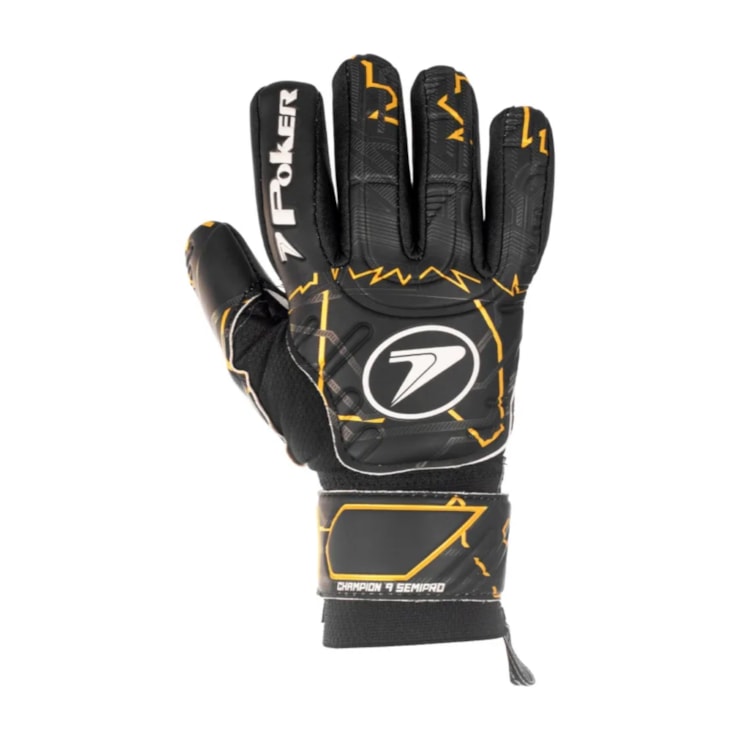 Luva Goleiro Poker Multiterreno Champion 9 Pro Unissex - Preta/Dourada