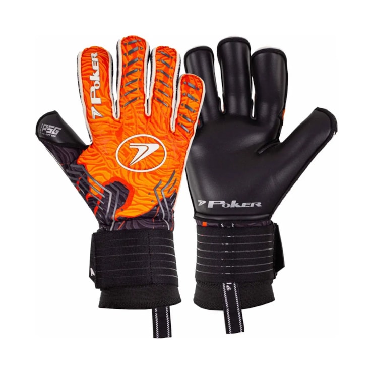 Luva Goleiro Poker Profissional Breath Unissex - Preta/Laranja