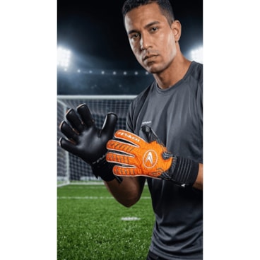 Luva Goleiro Poker Profissional Breath Unissex - Preta/Laranja
