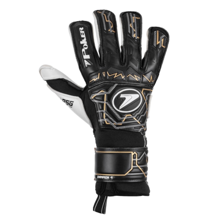 Luva Goleiro Poker Profissional Champion 9 Unissex - Preta/Dourada