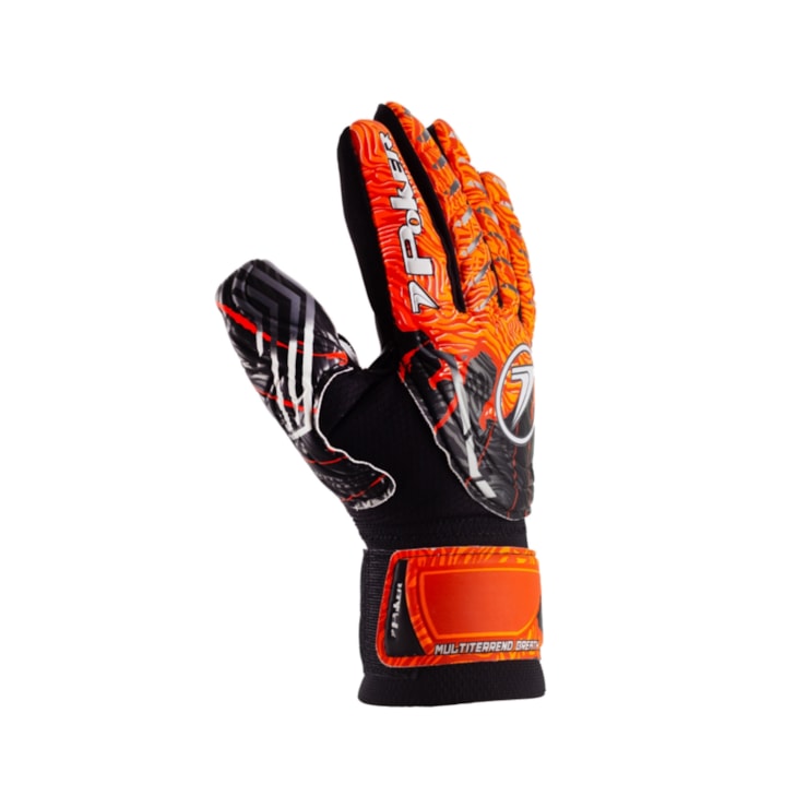 Luva Goleiro Poker Semi Prof Multiterreno Breath Unissex - Preta/Laranja