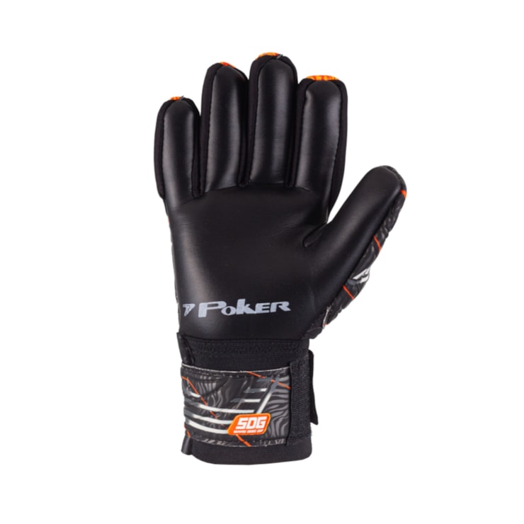 Luva Goleiro Poker Semi Prof Multiterreno Breath Unissex - Preta/Laranja