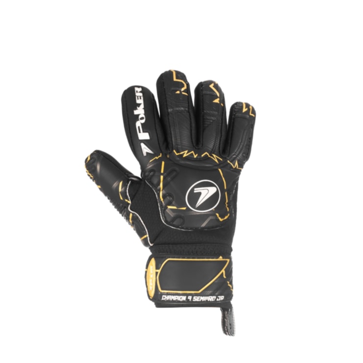 Luva Goleiro Poker Semi Profissional Multiterreno Champion 9 Infantil - Preta