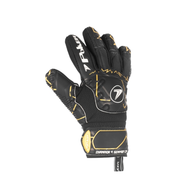 Luva Goleiro Poker Semi Profissional Multiterreno Champion 9 Infantil - Preta