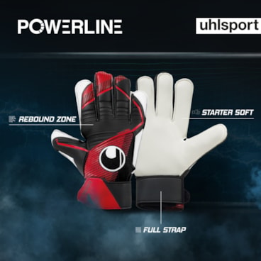 Luva Goleiro Uhlsport Powerline Starter Soft Unissex - Preto/Vermelho