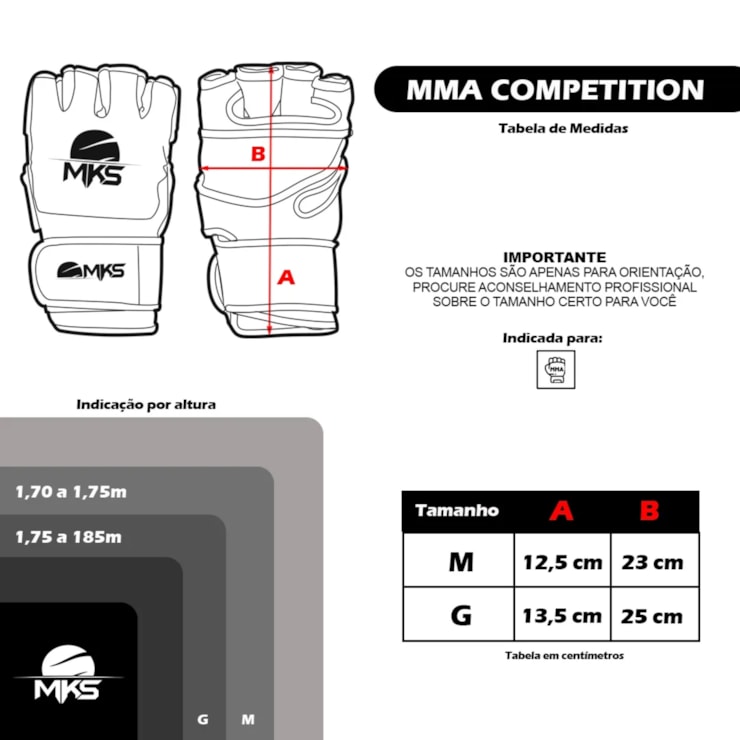 Luva MKS Competition MMA - Preto