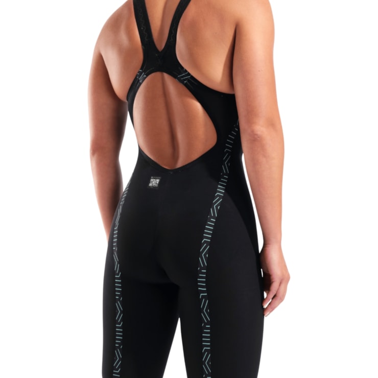 Maiô Arena Powerskin Veloce Open Back Feminino - Preto/Verde