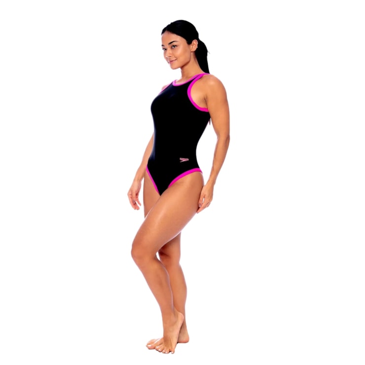 Maiô Speedo Body Speed Feminino - Preto/Rosa