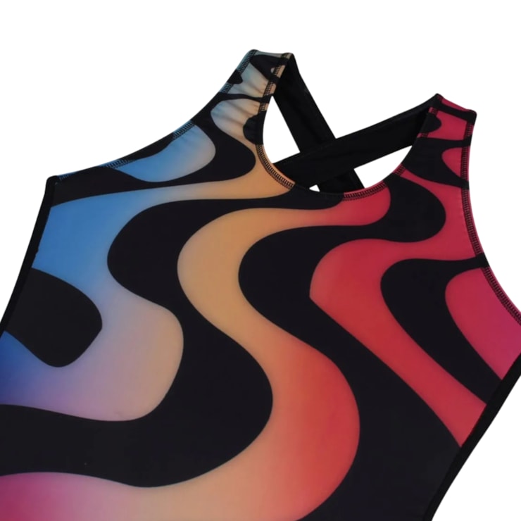 Maiô Speedo Cross Calçadão Chama Feminino - Preto/Laranja
