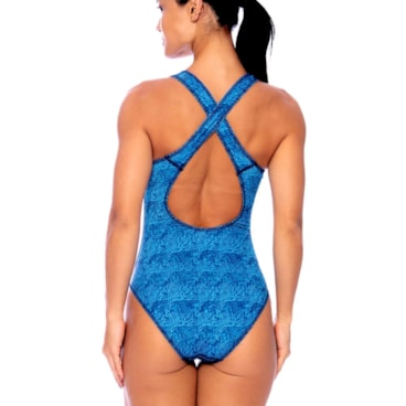 Maiô Speedo Cross Deep Map Feminino - Azul