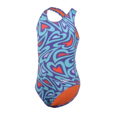 Maiô Speedo Cross Little Hearts Infantil - Roxo