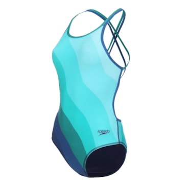Maiô Speedo Four Stripes Waves Feminino - Azul