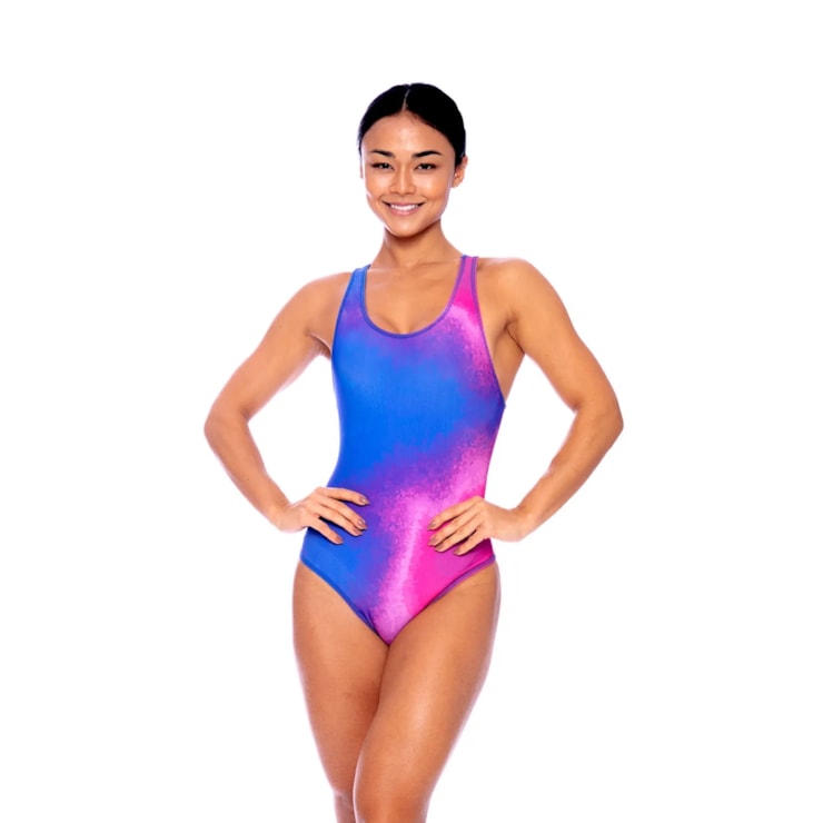 Maiô Speedo High Speed X Particle Feminino - Rosa/Roxo