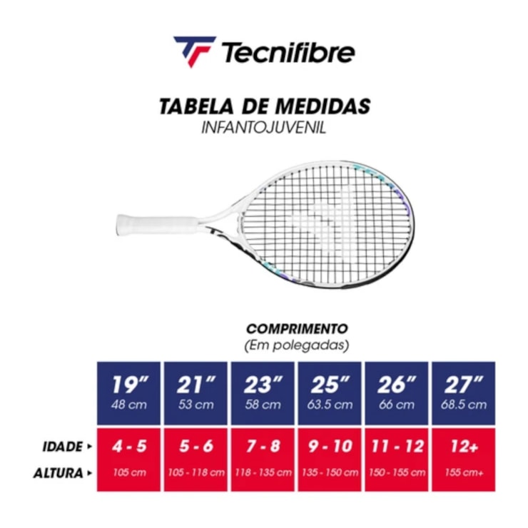 Raquete De Tênis Tecnifibre T-Fight Club 25 Infantil - Branca