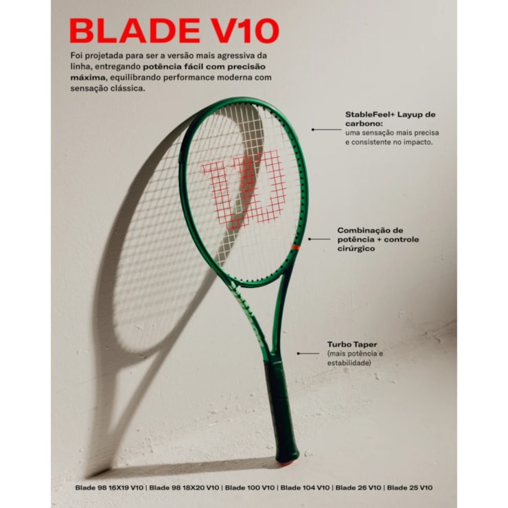 Raquete De Tênis Wilson Blade 98 V10 Unissex - Verde