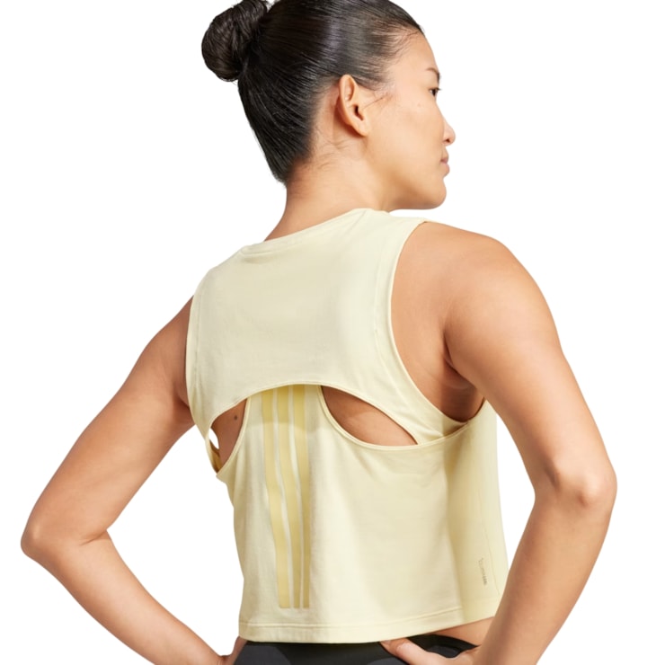 Regata Adidas Cropped Power 3 Listras Boxy Feminina - Amarela
