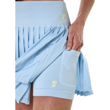Saia Slyce 2X1 Seamless On Season Ls Feminina - Azul Claro