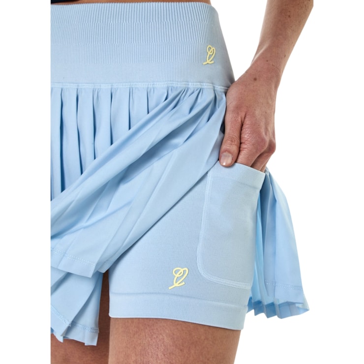 Saia Slyce 2X1 Seamless On Season Ls Feminina - Azul Claro