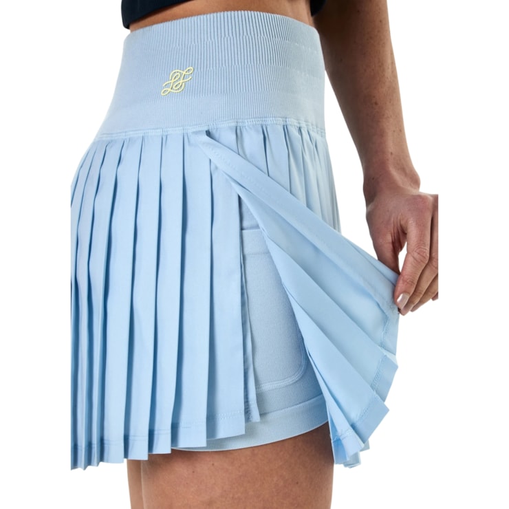 Saia Slyce 2X1 Seamless On Season Ls Feminina - Azul Claro