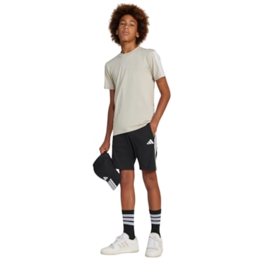 Shorts Adidas 3 Listras Essentials Infantil - Preto