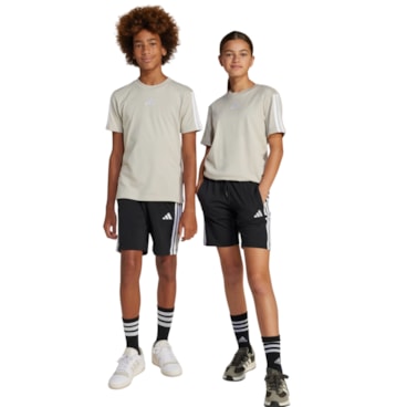 Shorts Adidas 3 Listras Essentials Infantil - Preto