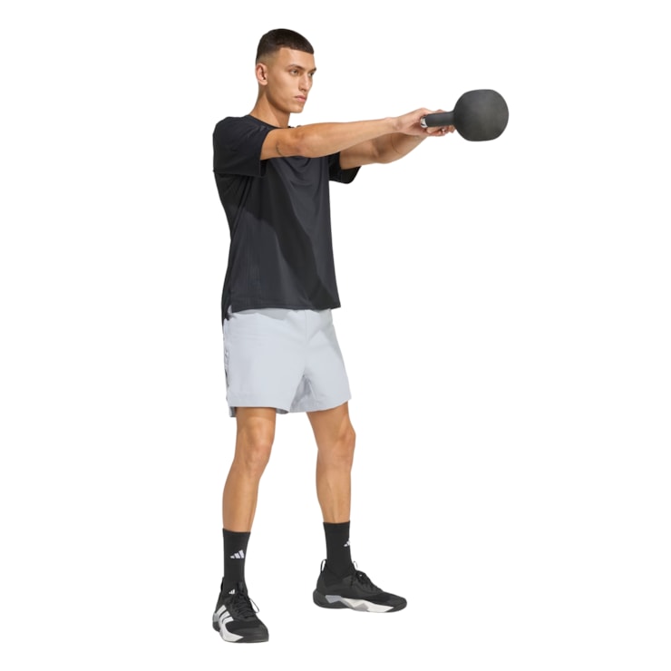 Shorts Adidas D4T Primelift Power 3 Listras 7 Pol Masculina - Cinza