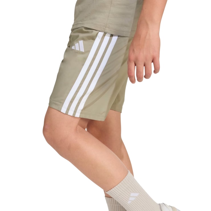 Shorts Adidas Essentials Climacool 3 Listras Infantil - Caqui