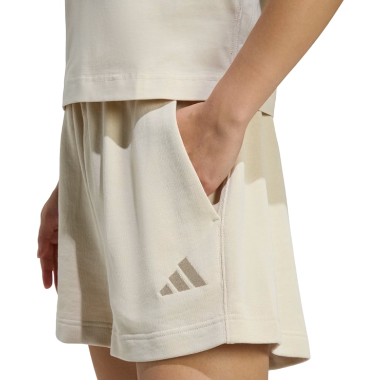 Shorts Adidas Moletinho All Szn Feminino - Bege