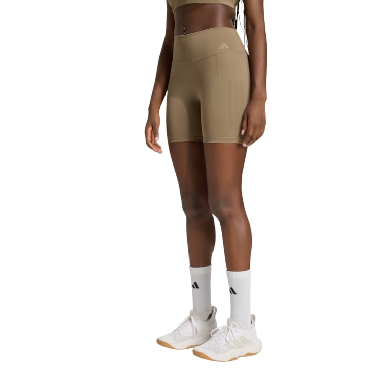 Shorts Adidas Optime 3 Listras Legging Feminino - Caqui