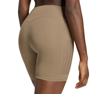 Shorts Adidas Optime 3 Listras Legging Feminino - Caqui