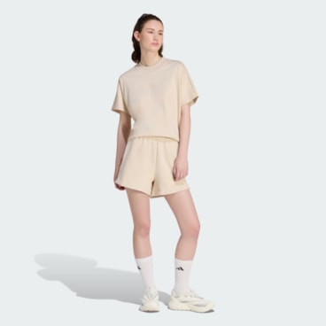 Shorts Adidas Soft Lux Folgado Feminino - Bege